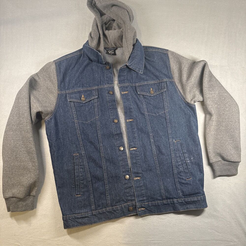 Original Deluxe XL Jean Jacket with Hoodie Streetwear Denim Layer  Modern Urban